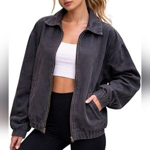 Vintage Anchor Blue Y2K Navy Blue Canvas Zip Up Work Jacket Size XL